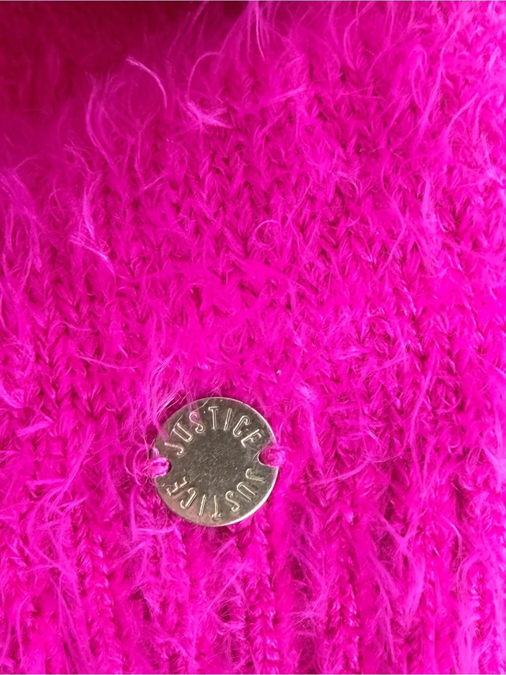 Justice Fuzzy Knit Sweater XL Plus Pink Eyelash Cozy Soft Girl V Neck
